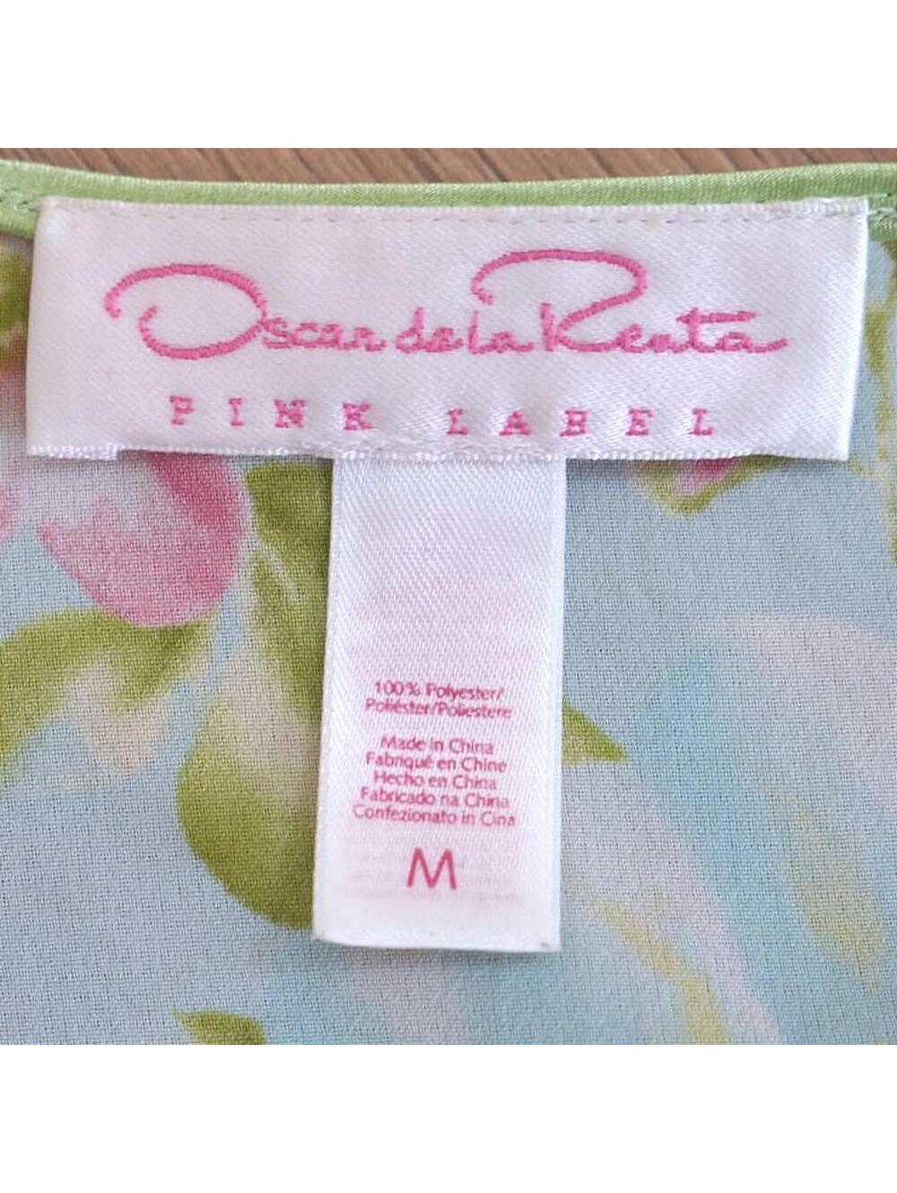 Vintage‎ Oscar de la Renta Pajama Set Blue & Pink Floral 2PC Size M - Picture 2 of 5